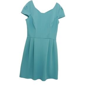 ENFOCUS Cute Aqua Blue Dress Size 10 Spring Summer House Dress OPEN BACK w flaw